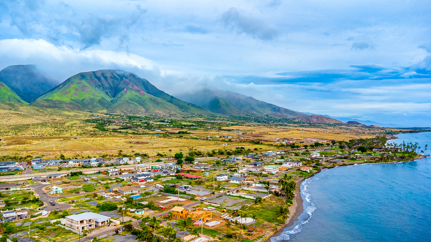 Lahaina coastline and West Maui Mountains